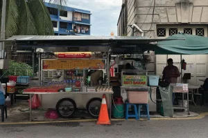 a makeshift food stall setup by the roadside